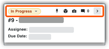 This image shows an item card, accessed from the Next-Gen Viewer's left toolbar, with the icons at the top of each item card highlighted. 