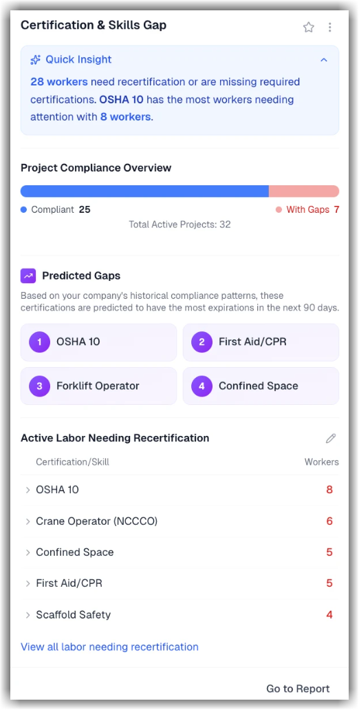 This image is an example of the comp-any-level Certification and Skills Gap Insights.