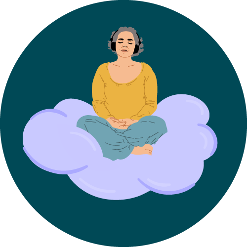 illustration of a person sitting cross-legged on a cloud