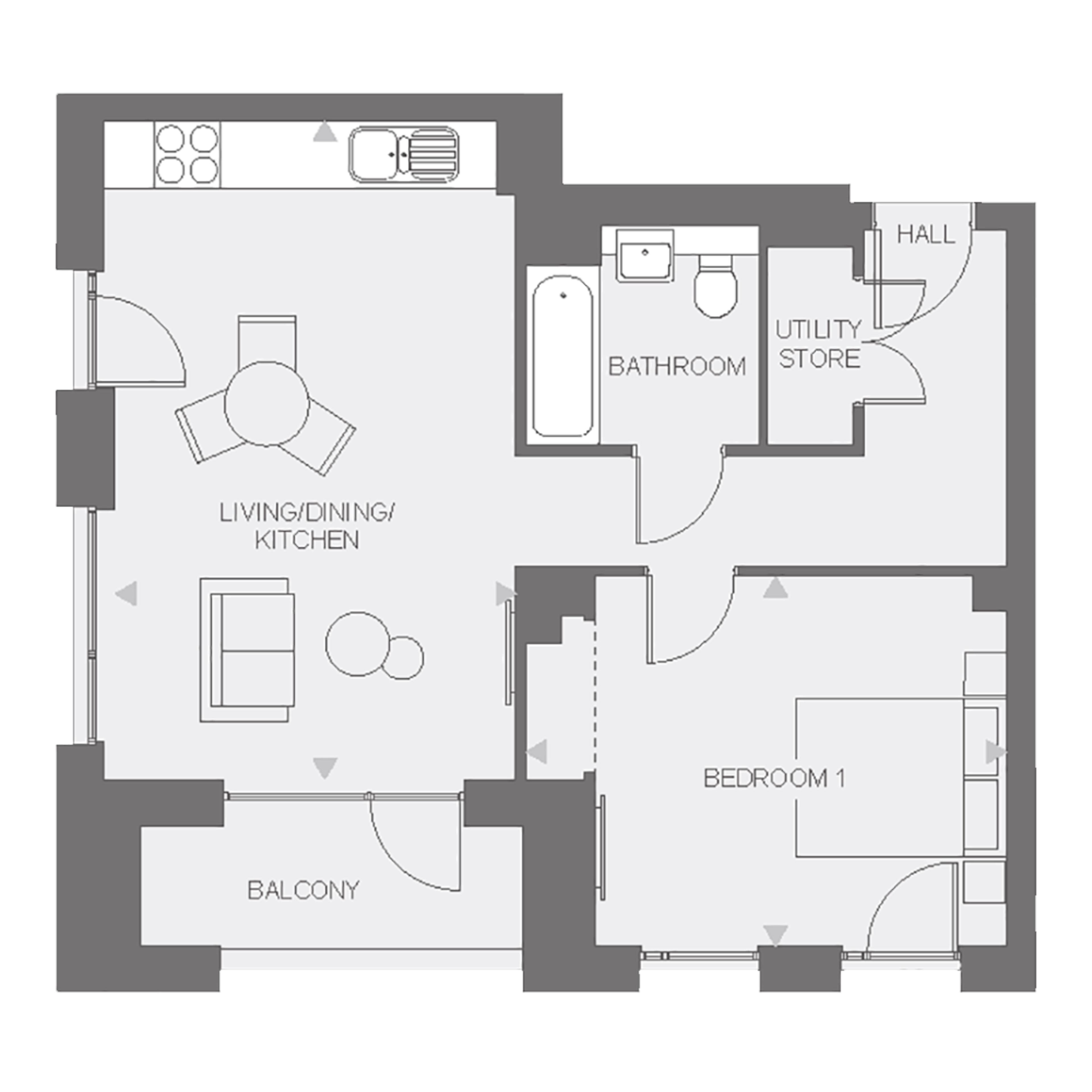Anthology Wembley Parade - one bedroom - type D floor plan