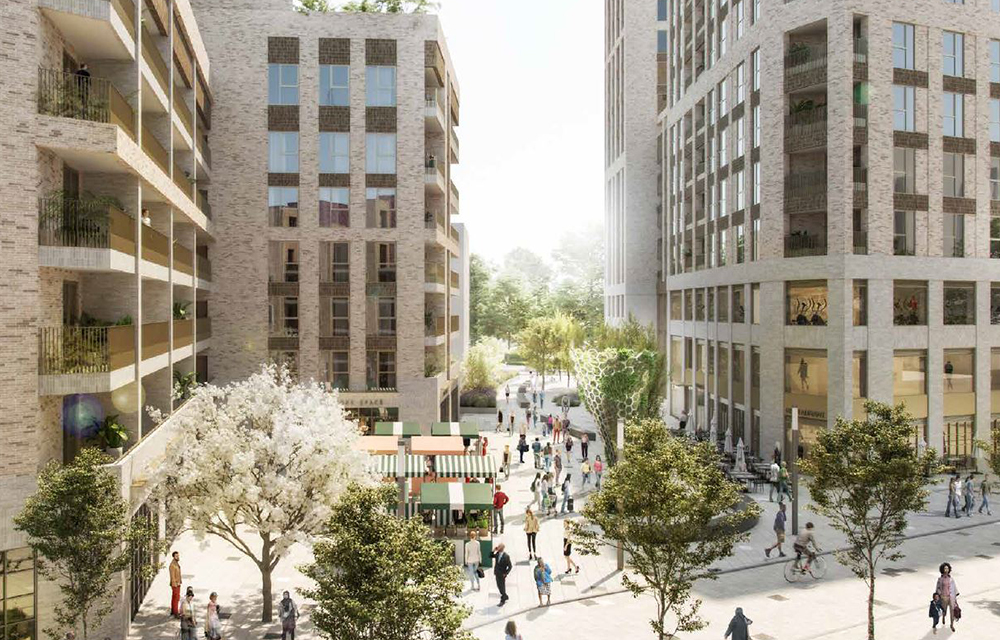 Close up of new central plaza at NWQ