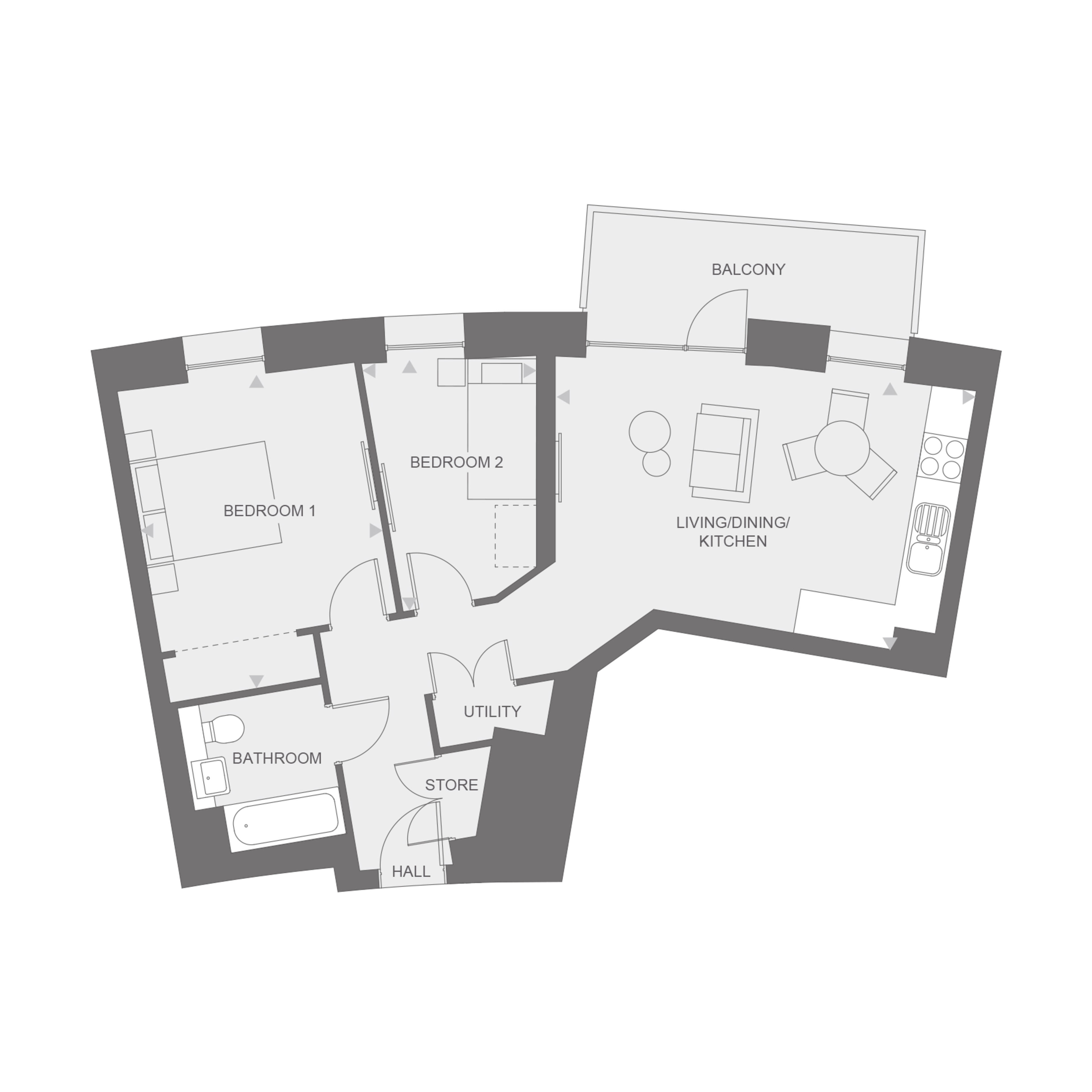Anthology Wembley Parade - two bedroom - type F floor plan