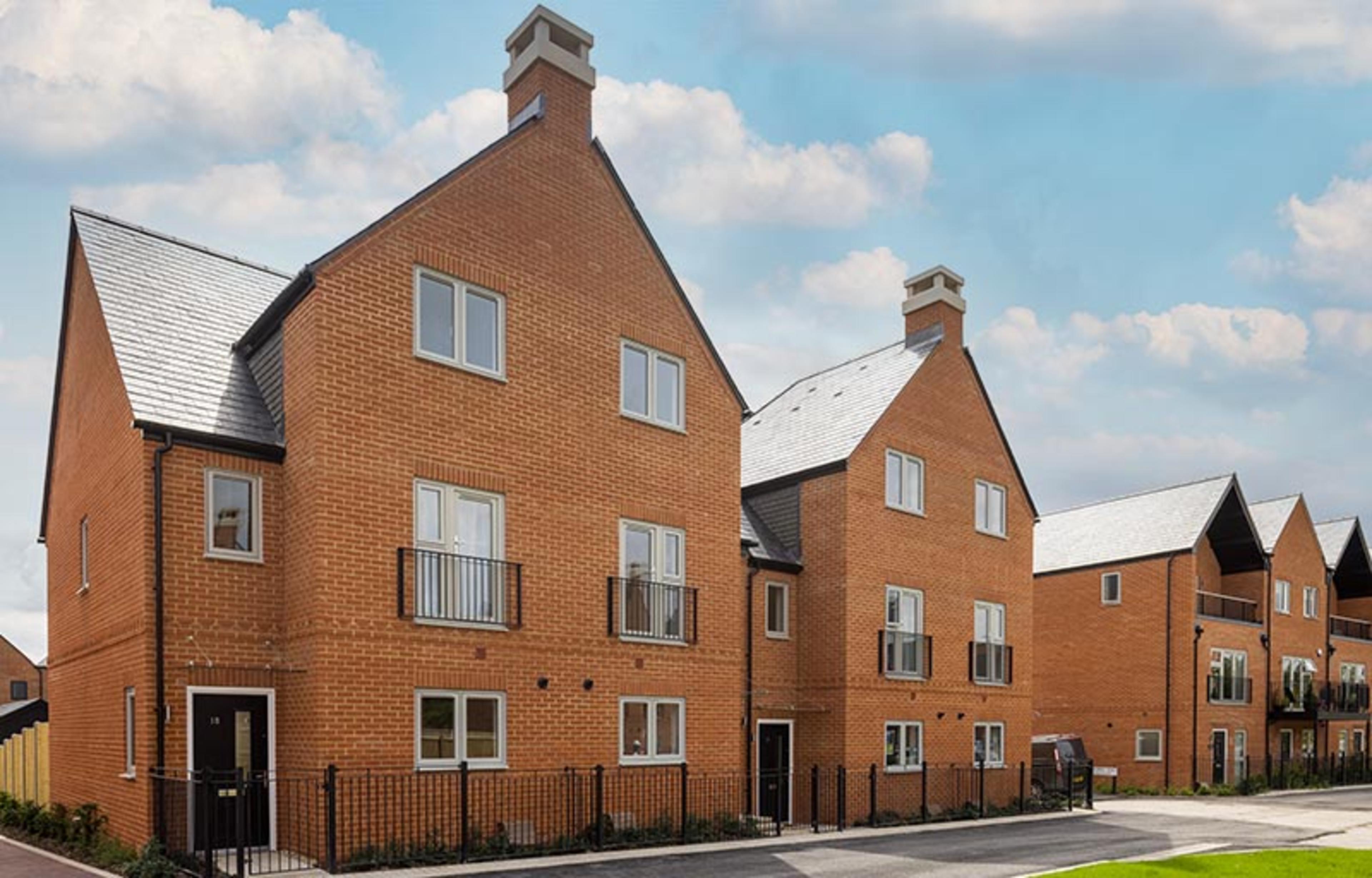 The front of a three bedroom town house at Kings Barton, Winchester