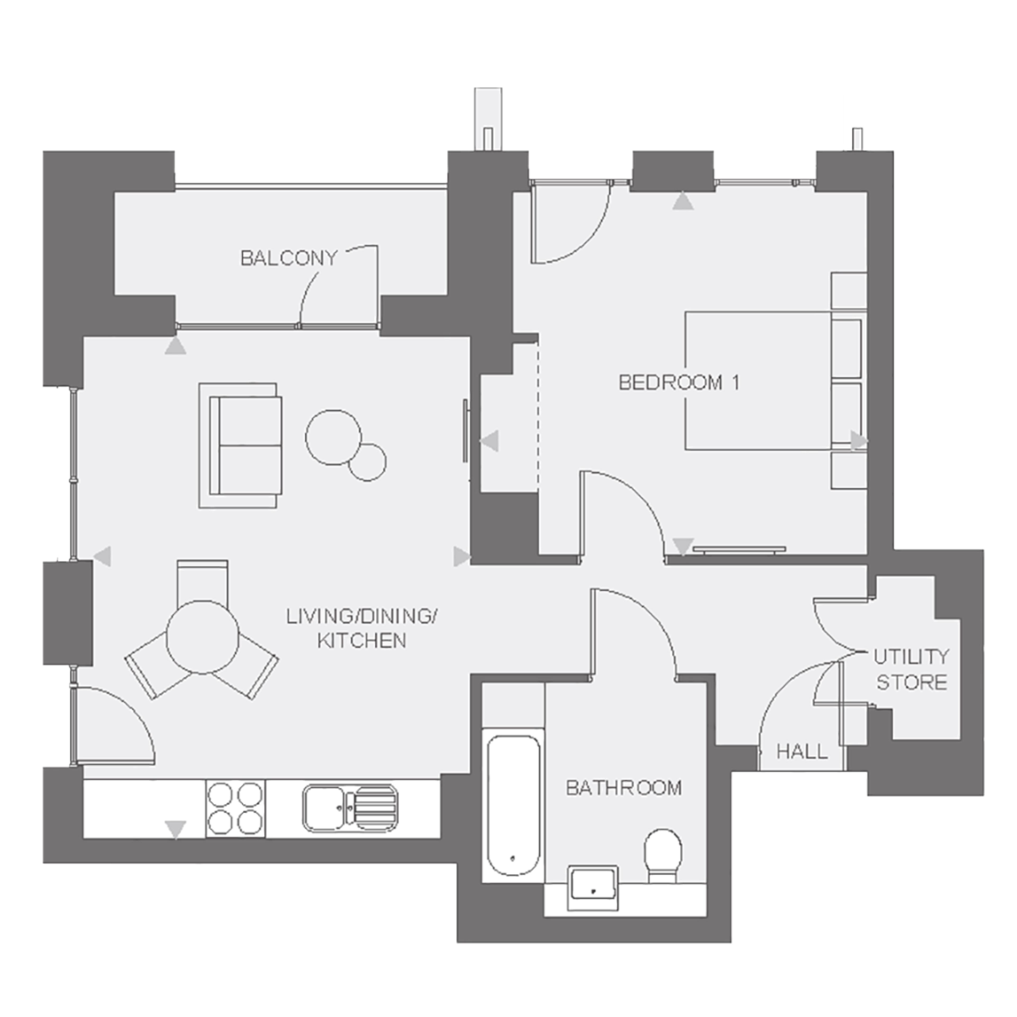 Anthology Wembley Parade - one bedroom - type E floor plan