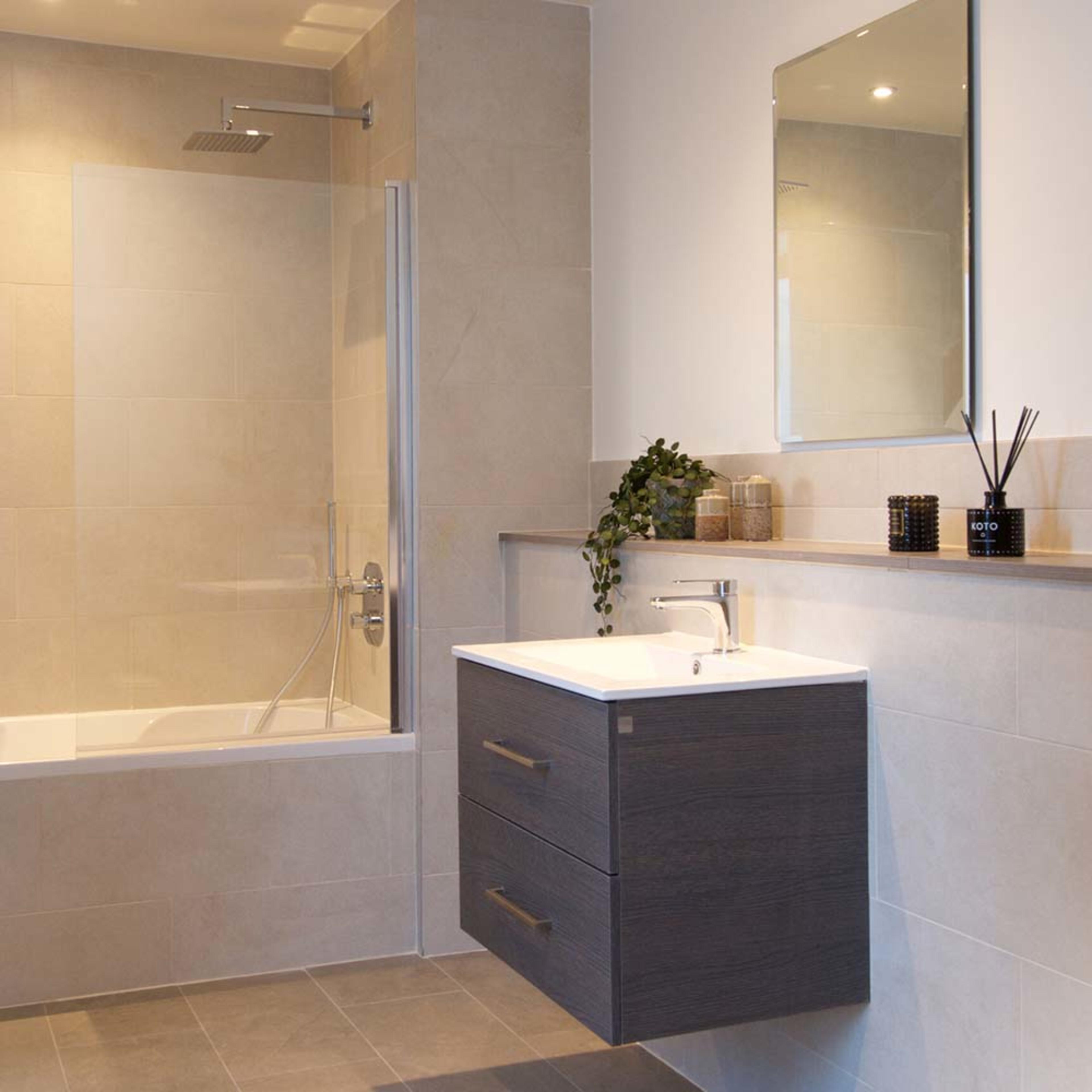 persona-homes-specification-bathroom-floating-sink-wood-finish-beige-tiles-shower-screen