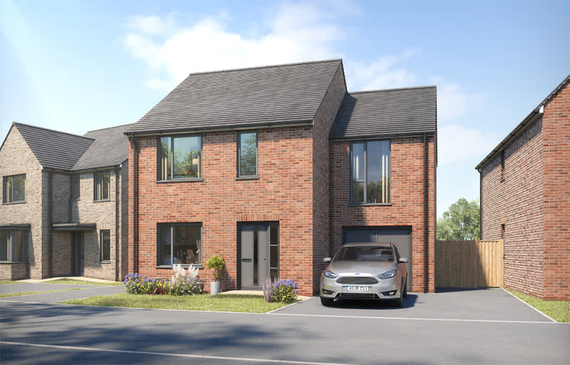 CGI of the Ravensworth - a new-build detached home with garage