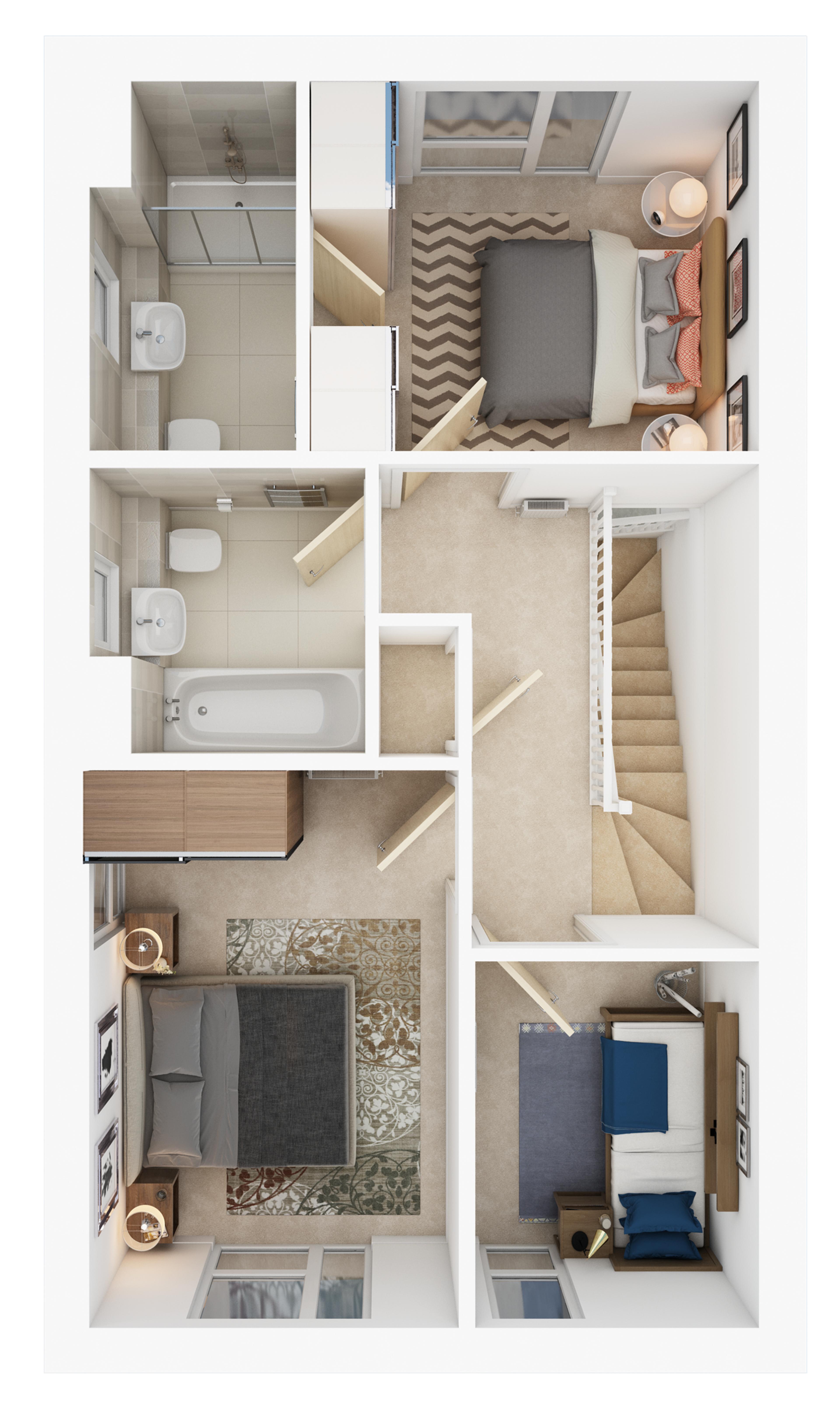 First floor of three bedroom house, Easby at Watling Grange, Harrogate