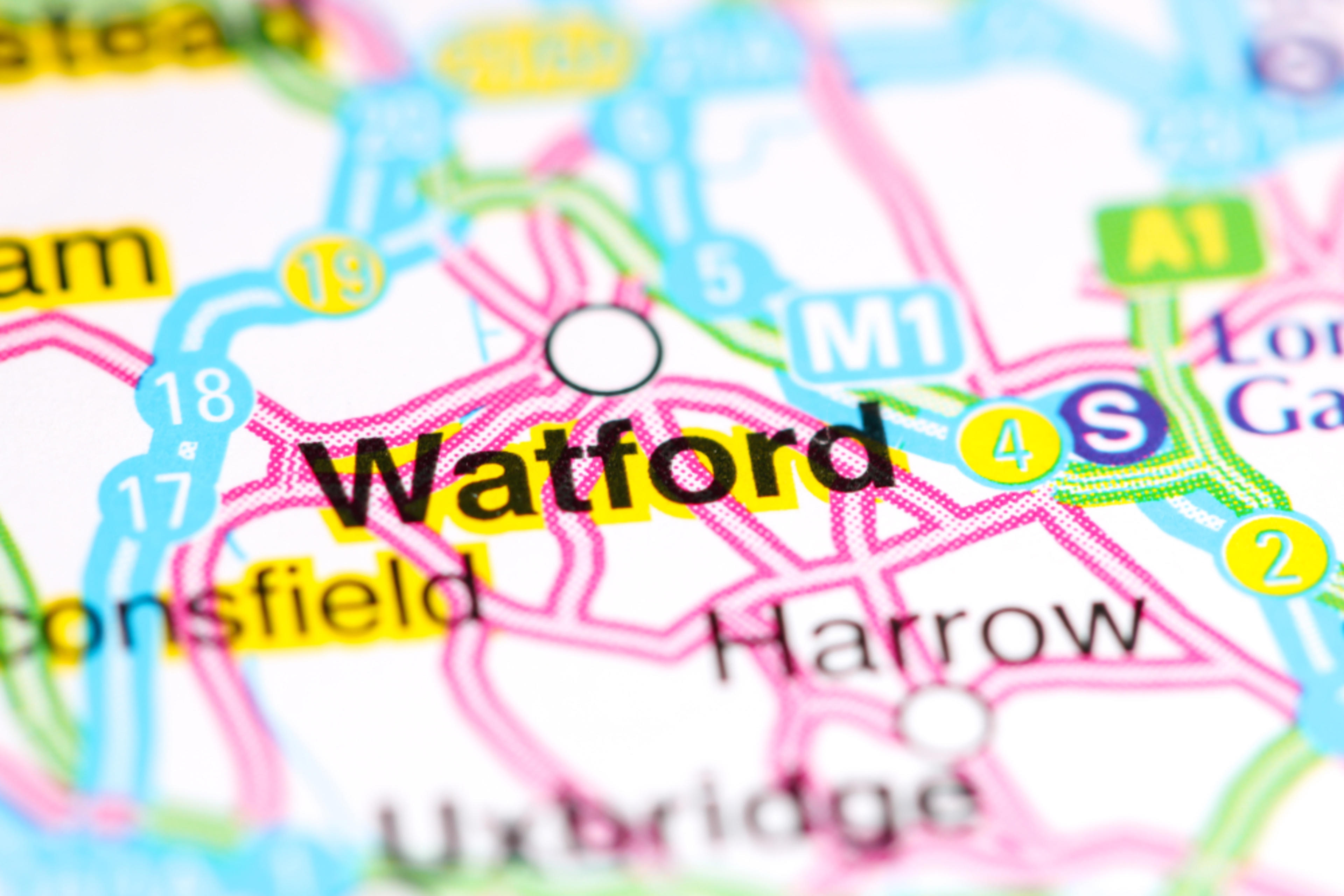 Watford on a map