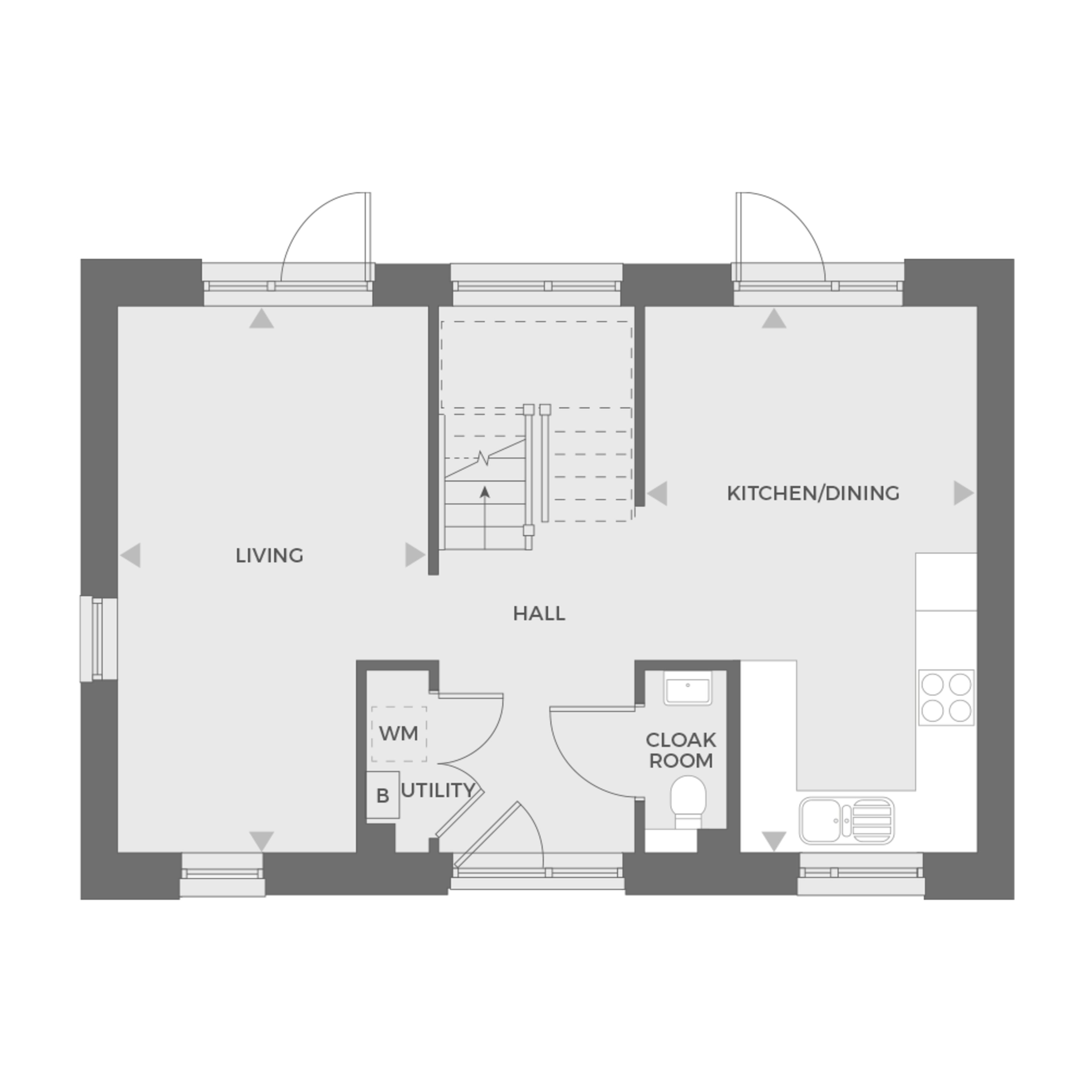 2D floorplan of the ground floor of Jasper house type at Pompadour