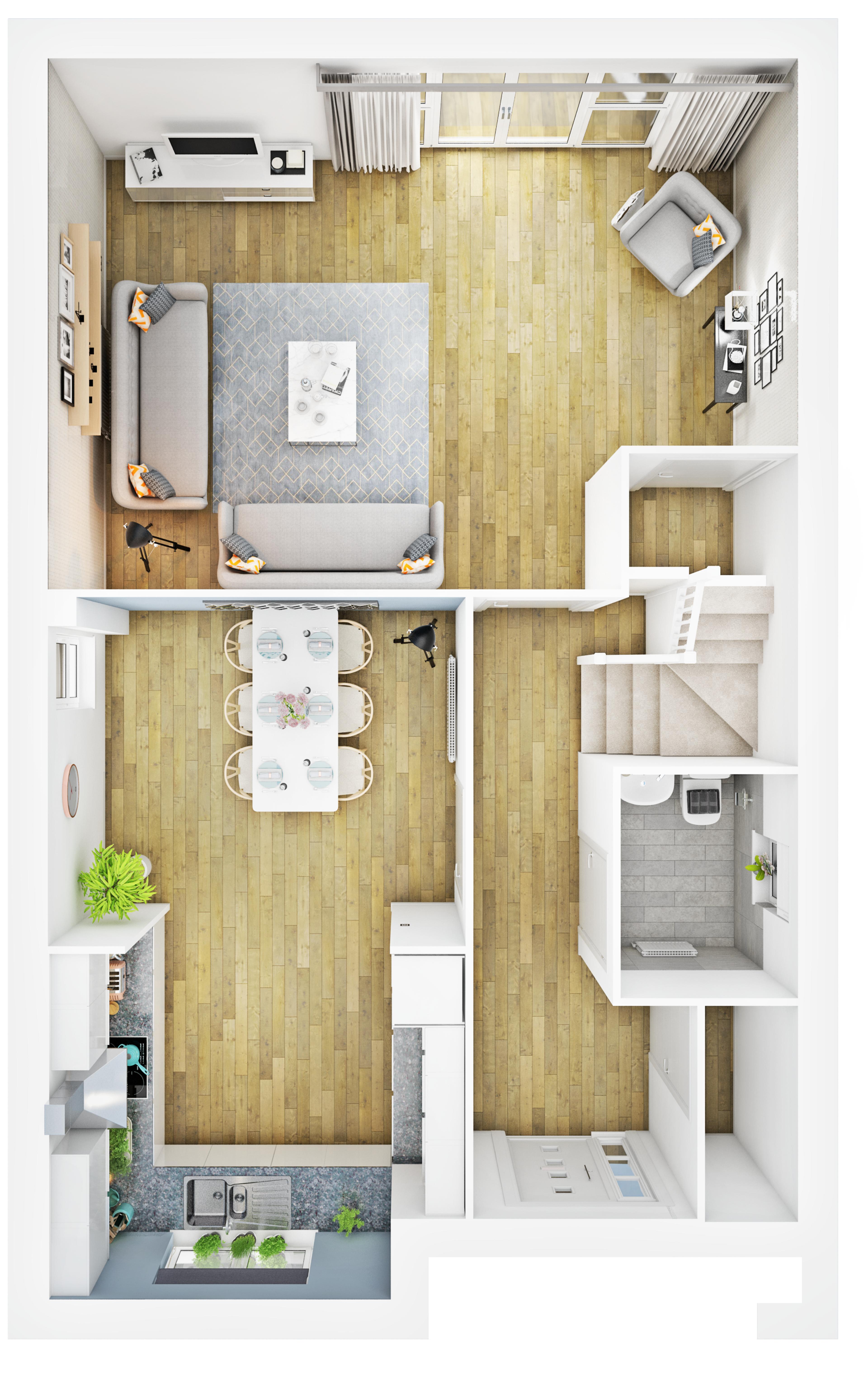 Ground floor floor plan in the Chorus, a 4 bedroom house at Meaux Rise, Kingswood, Hull