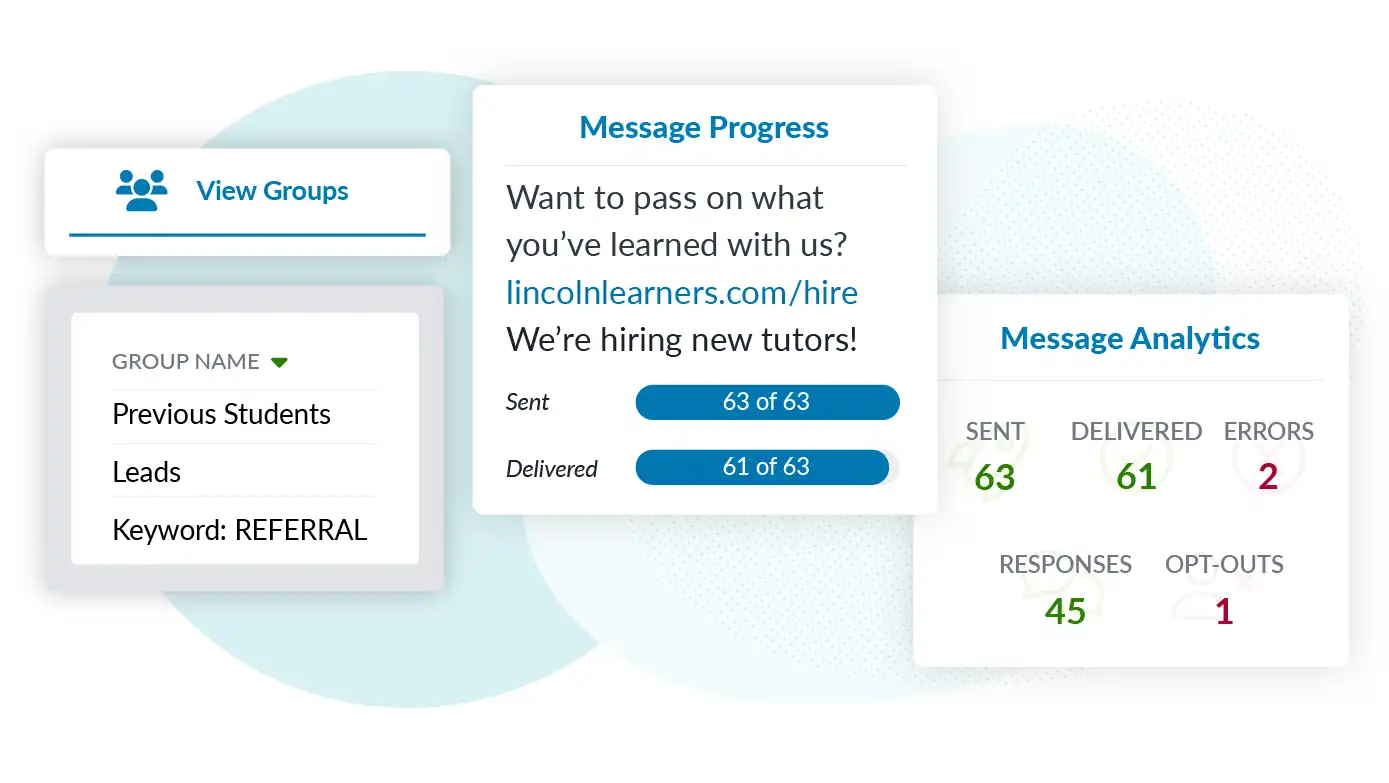 tutoring center mass text message example