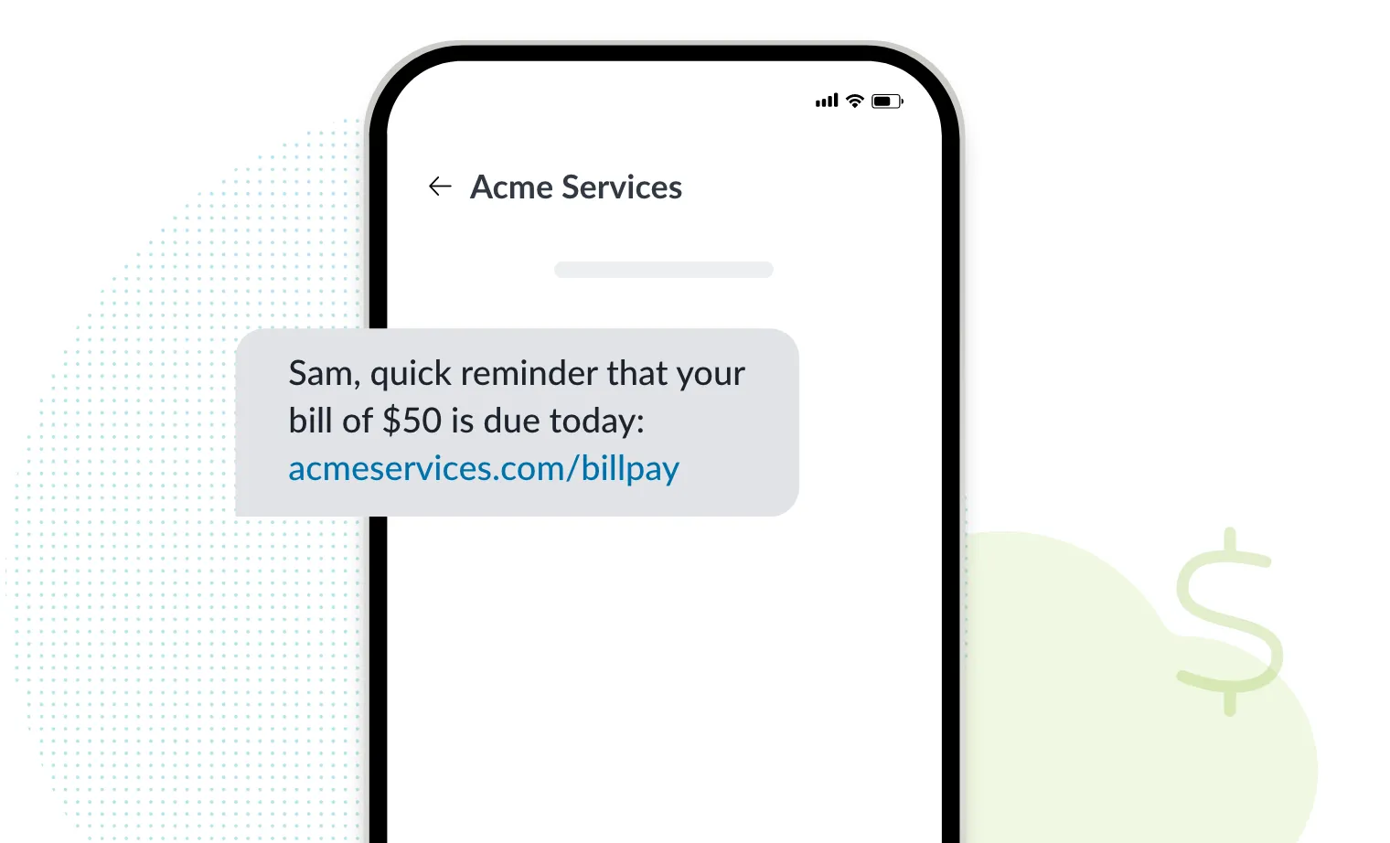 payment reminder text message