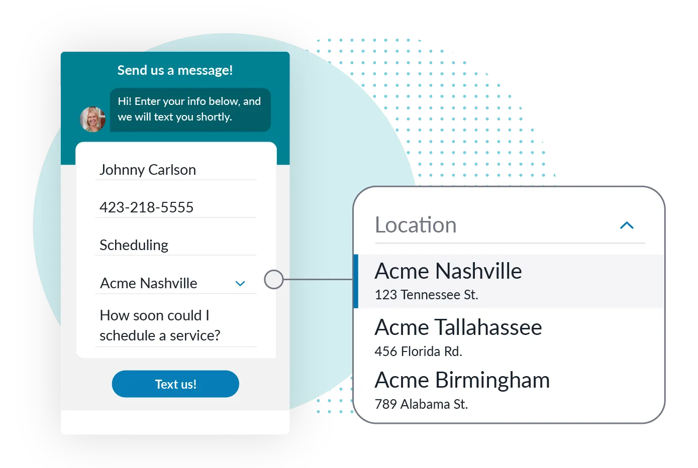 sms chat for multiple franchise locations