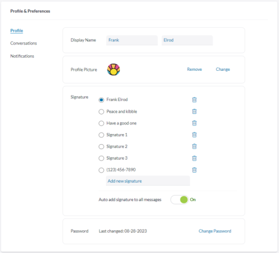 Profile Settings