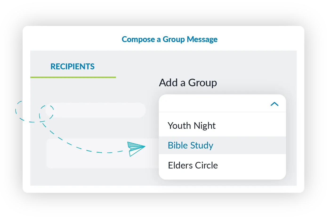 church Text Request groups feature example