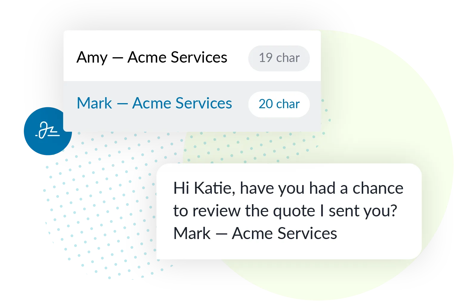 text request custom signatures