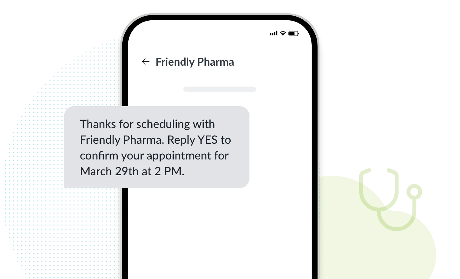primary care text message template