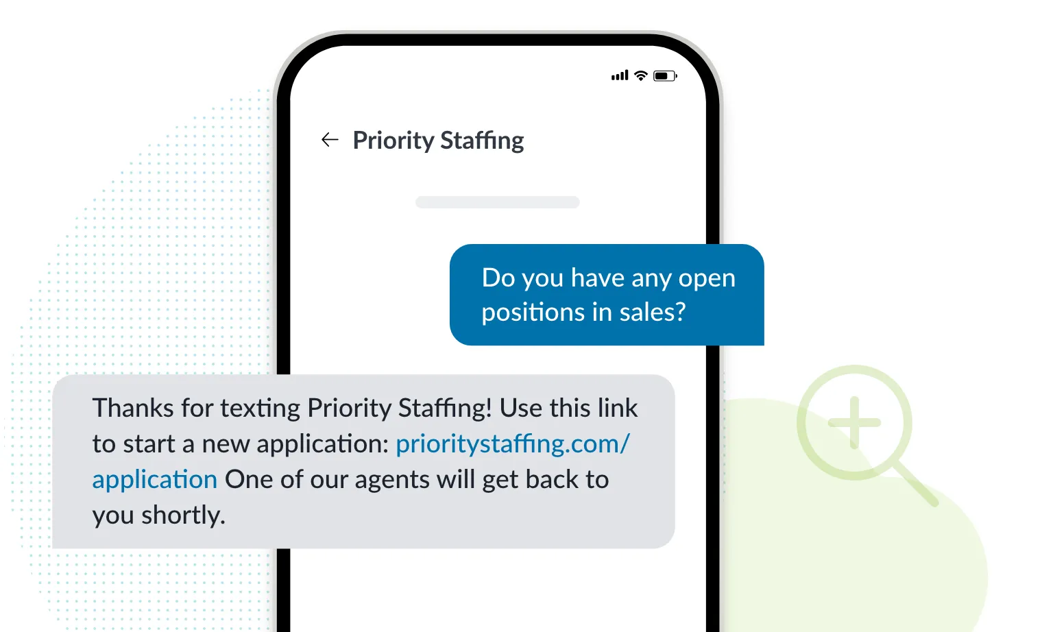 text messaging autoresponder for staffing and recruiting 