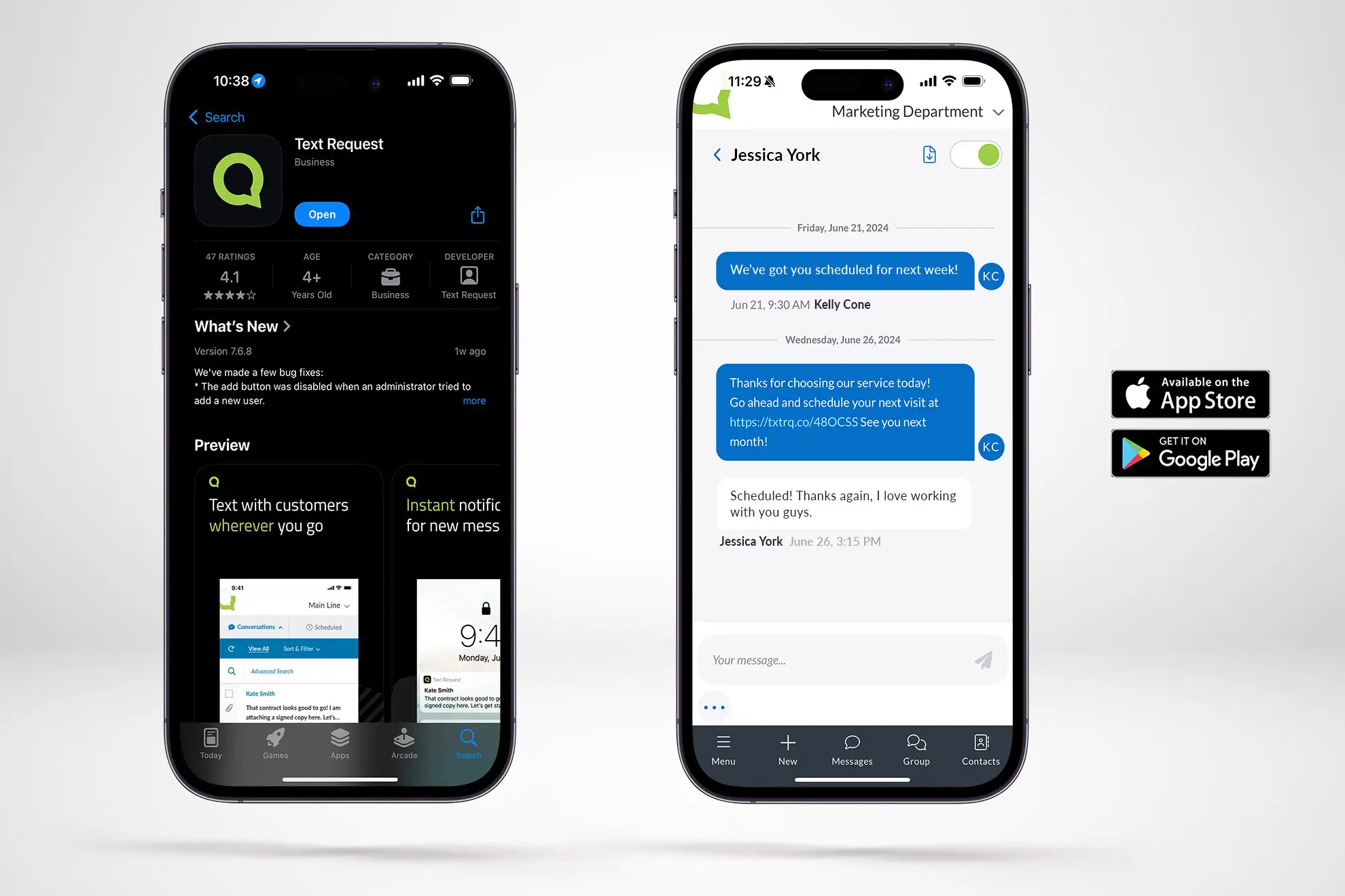 text request mobile app for ios and android