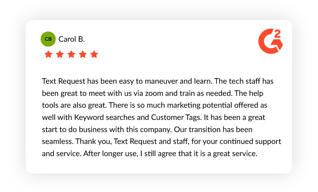 Text Request G2 review