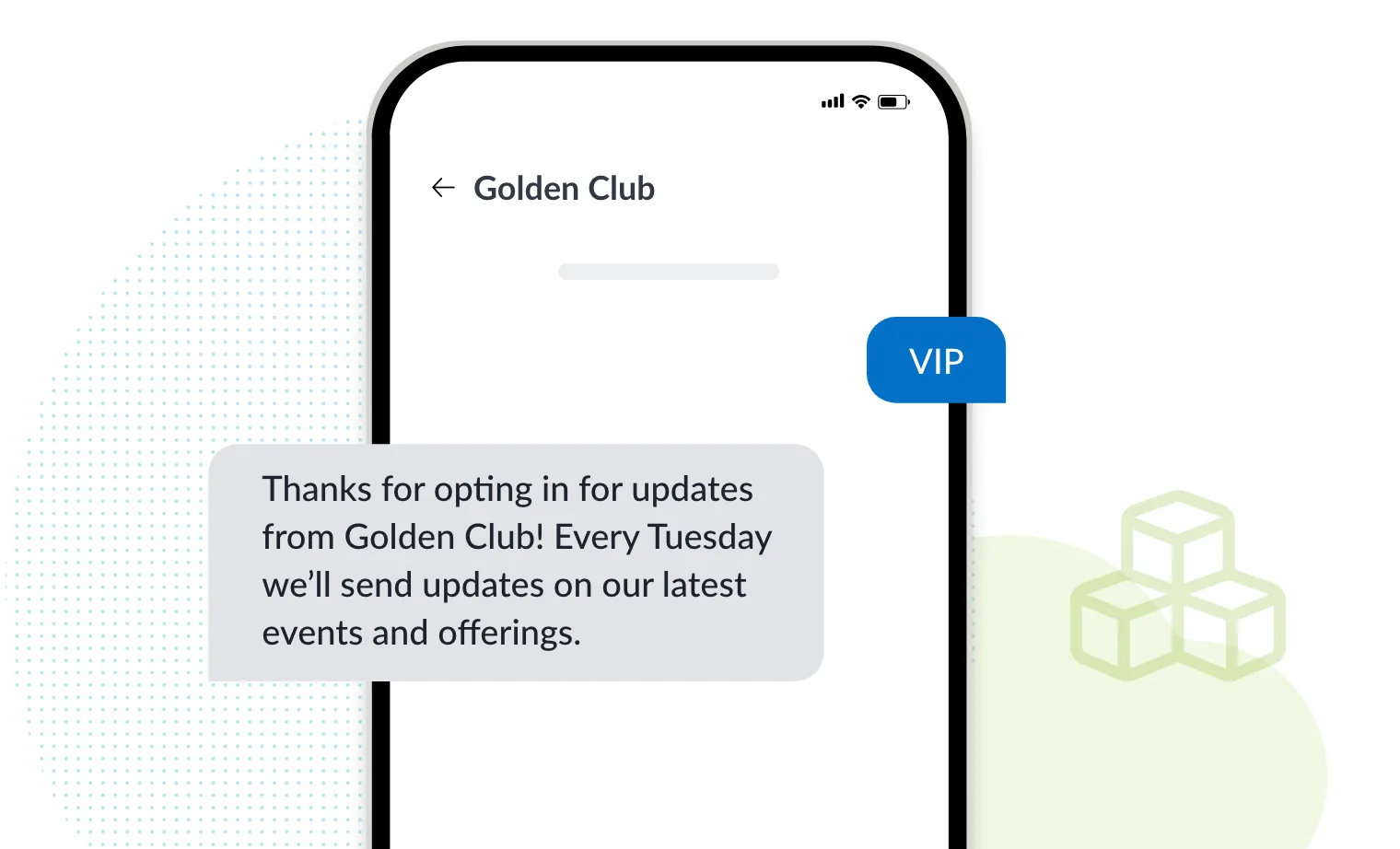 member club text messaging keyword example