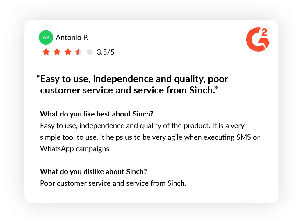 Sinch customer review