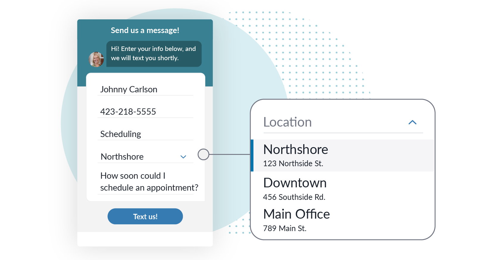 route text messages to locations with SMS Chat