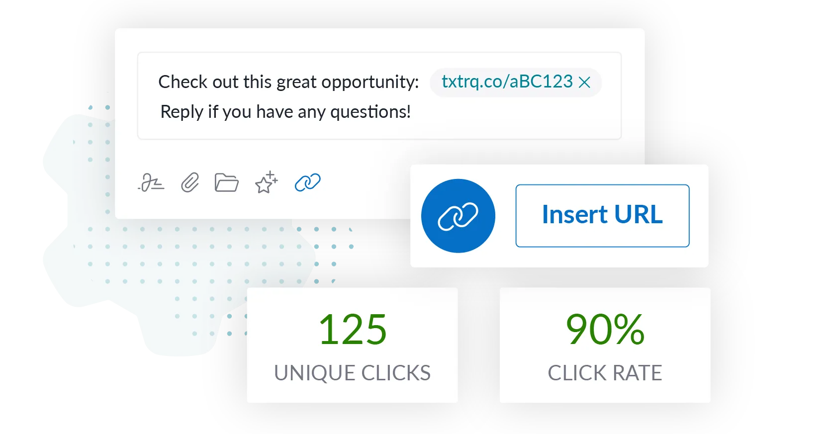 shorten links and track click rates with Text Request