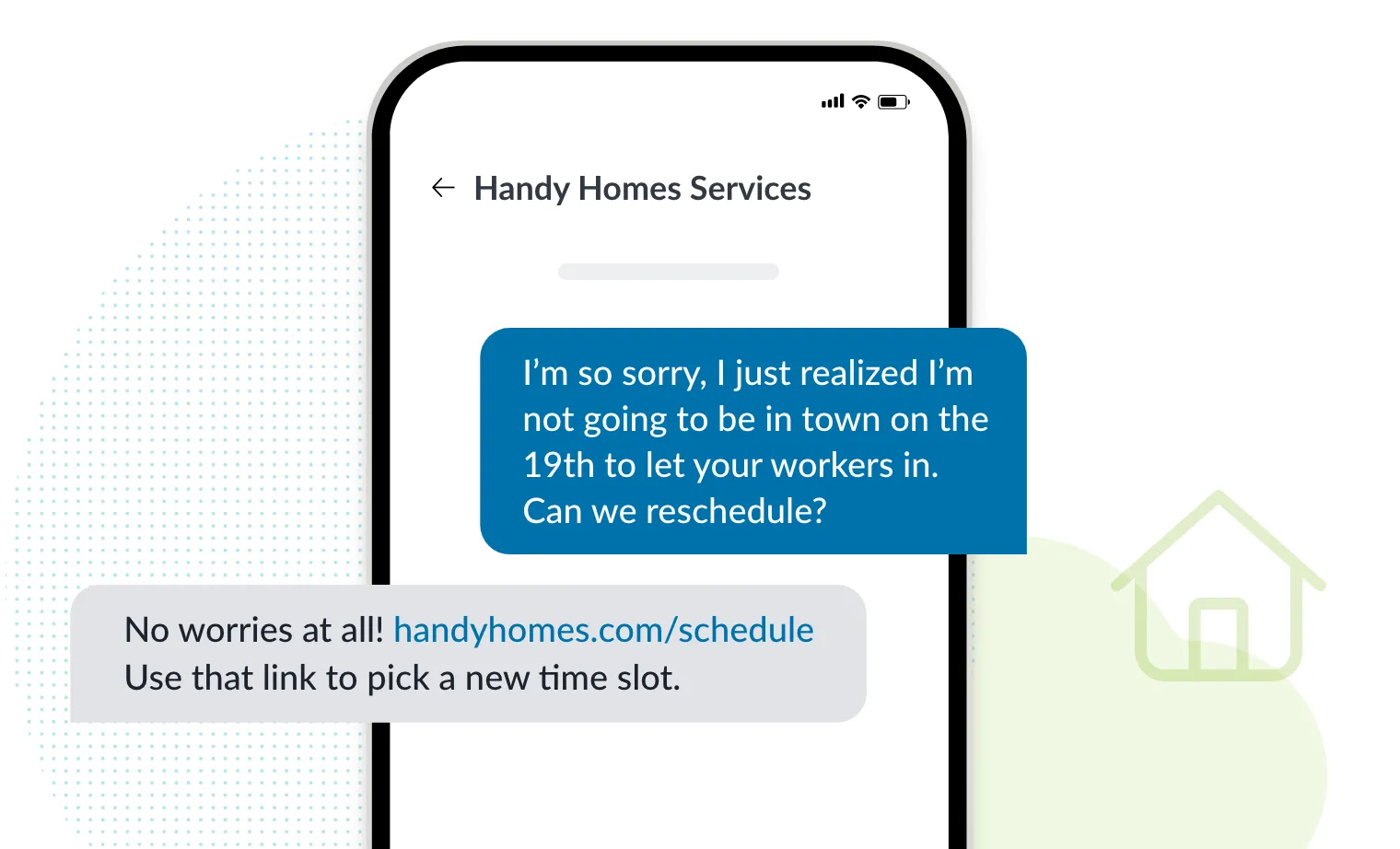 home renovation text message scheduling