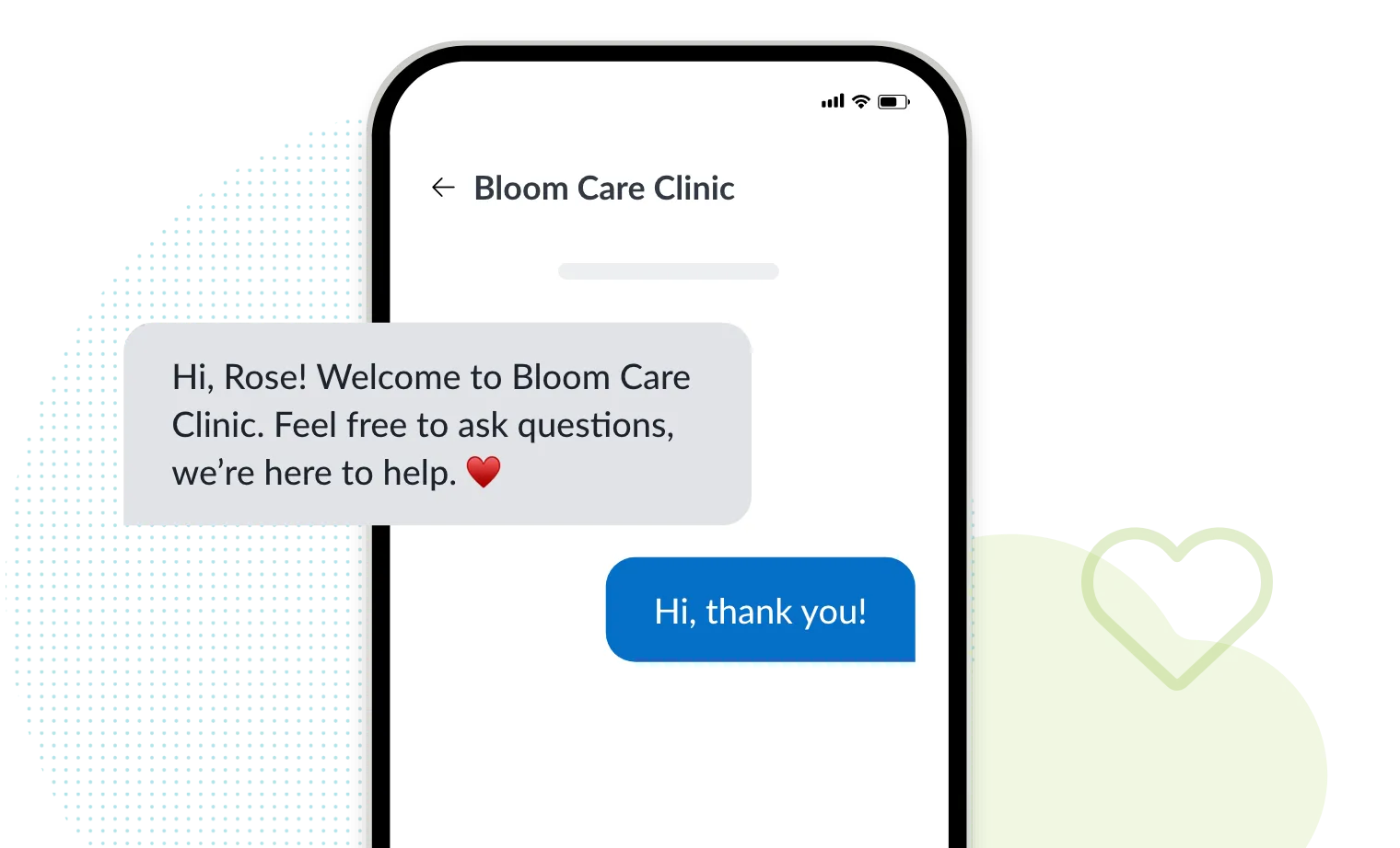 pregnancy clinic text message template