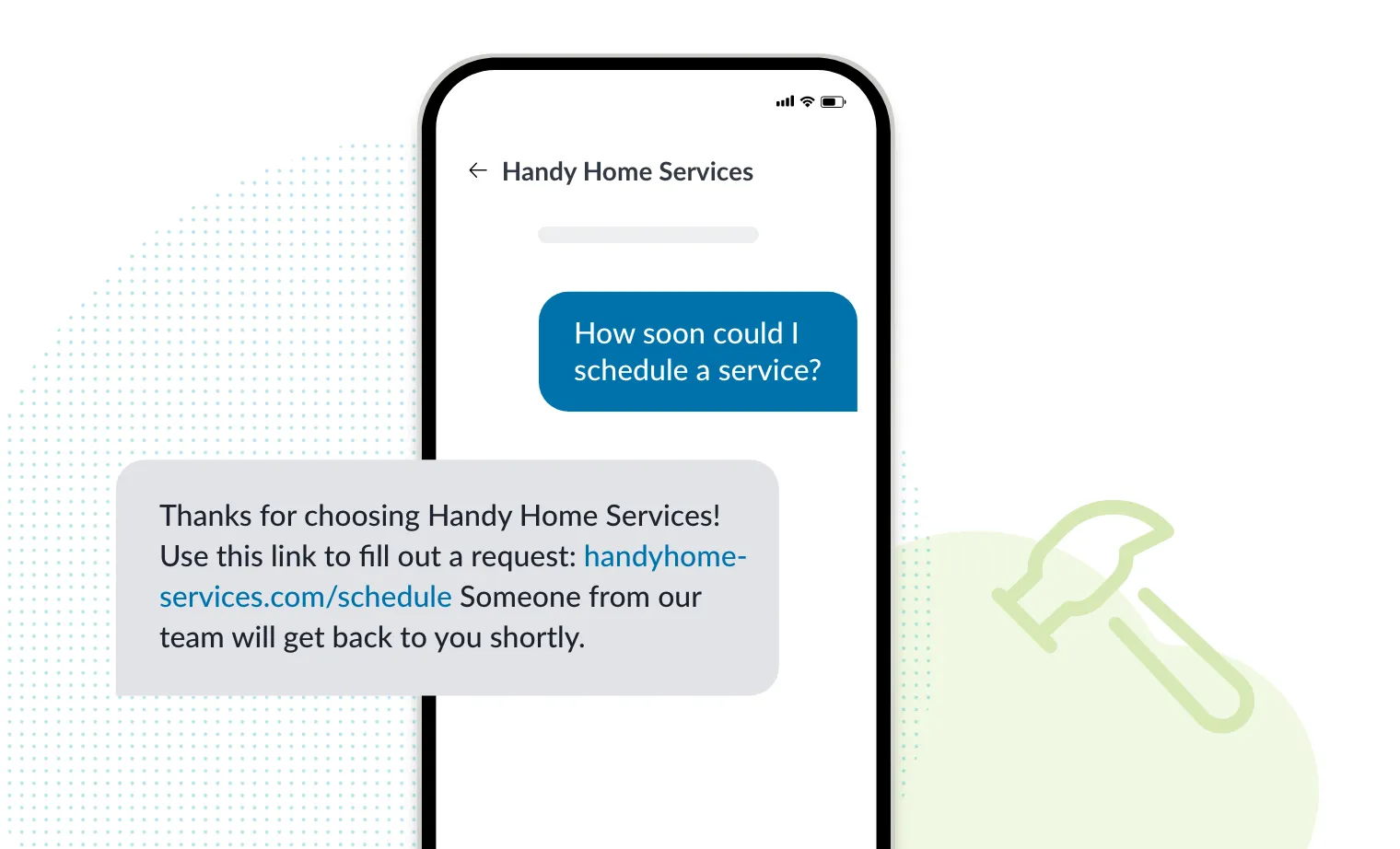 home service autoresponder text message example