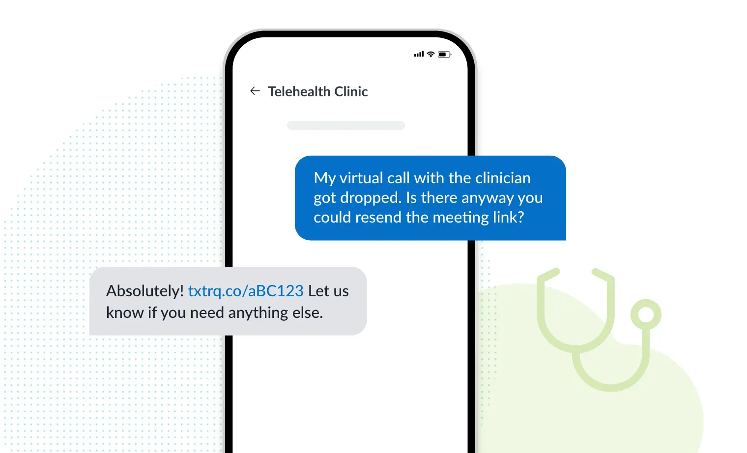 healthcare text message customer service example