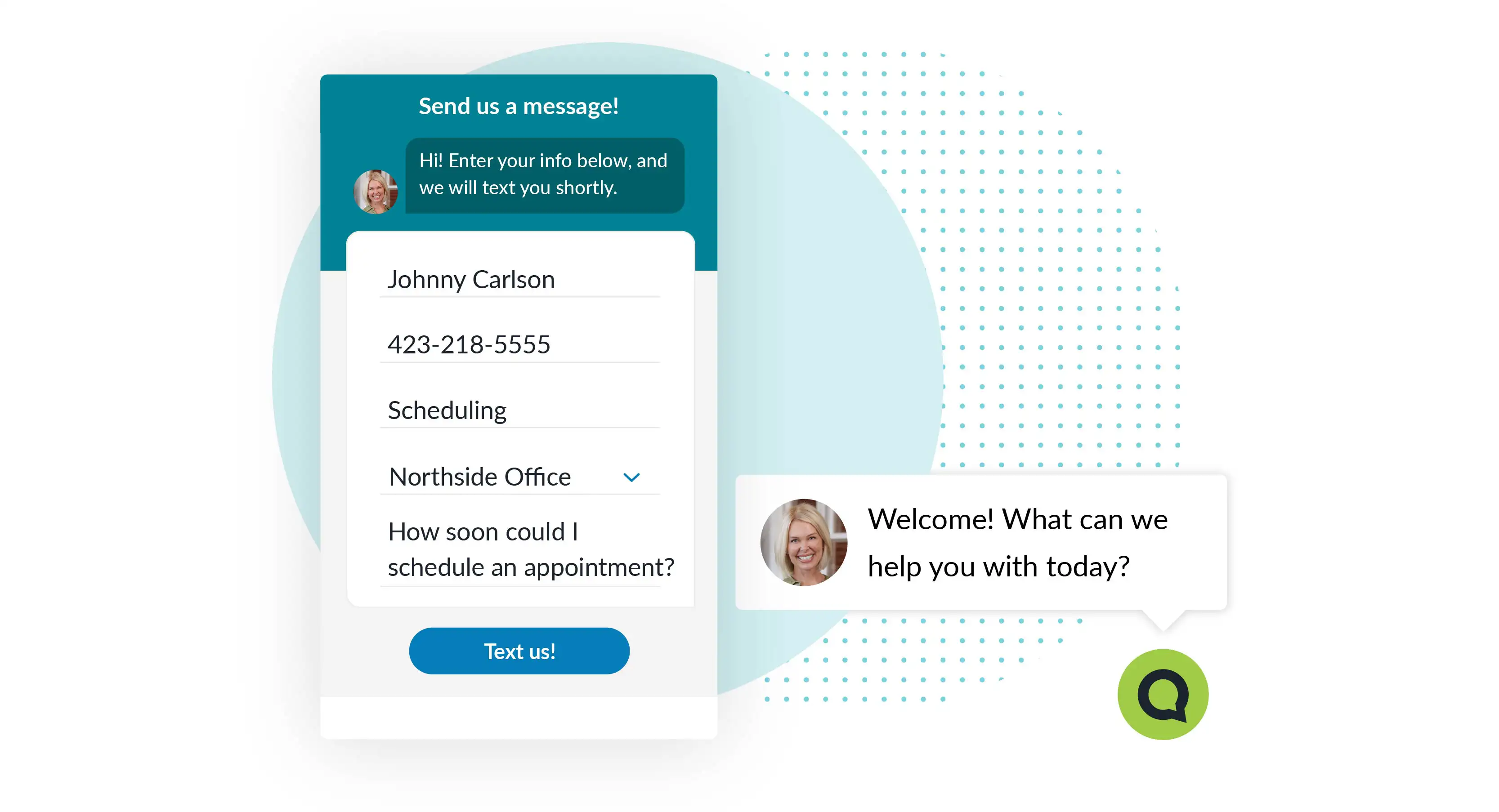SMS Chat Widget Screenshot
