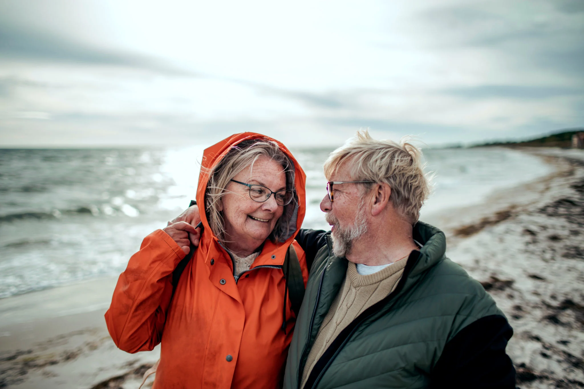 senior couple beach