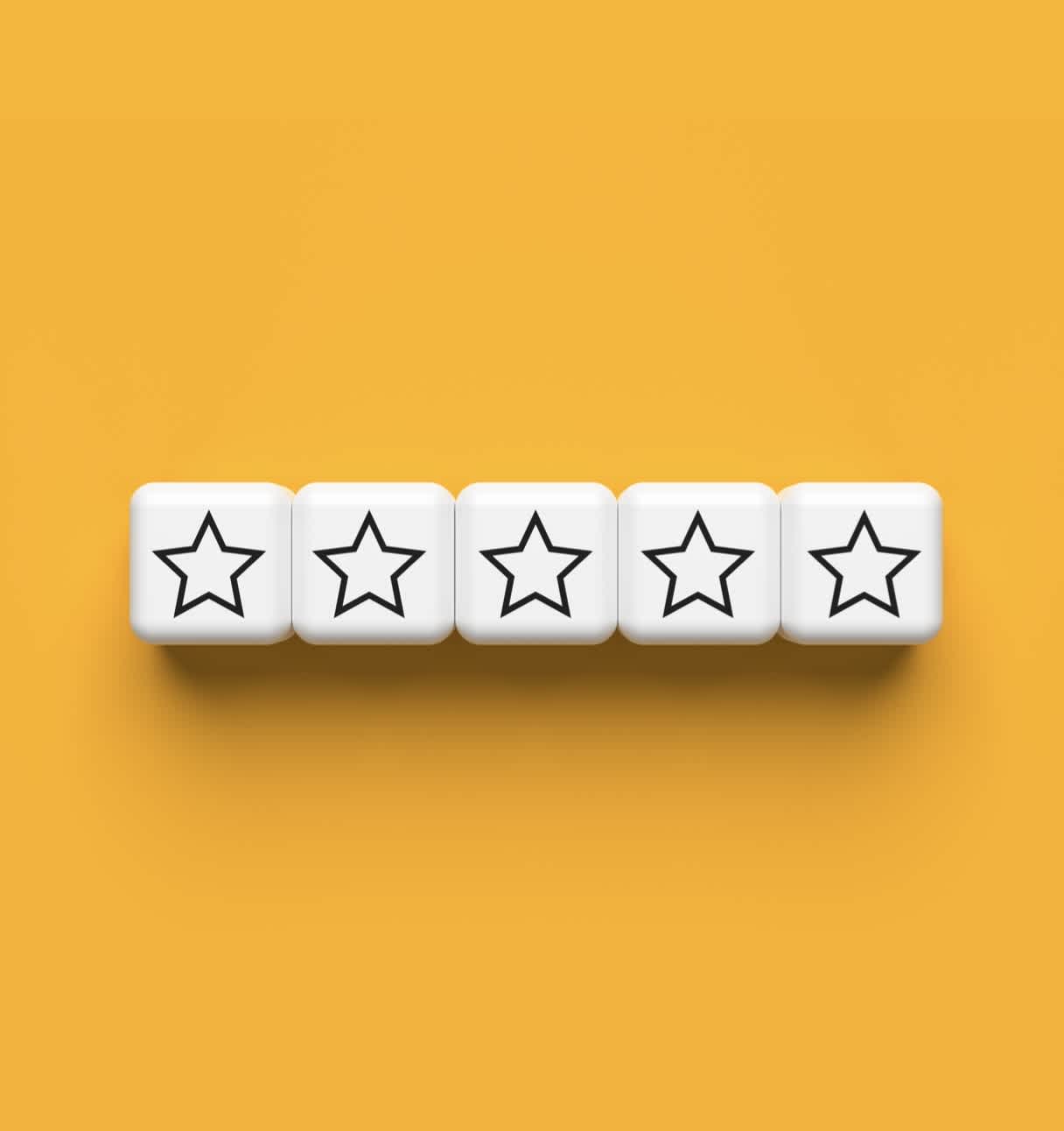 Ratings Stars on Yellow Background (Top Block)