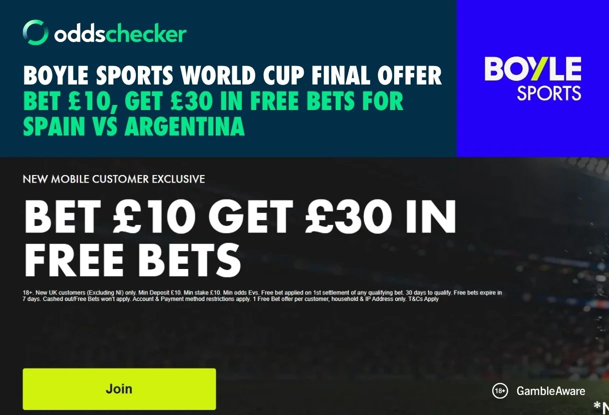 BOYLE Sports Spain vs Argentina Offer: Bet £10, Get £30 in Free Bets for 2026 World Cup Final