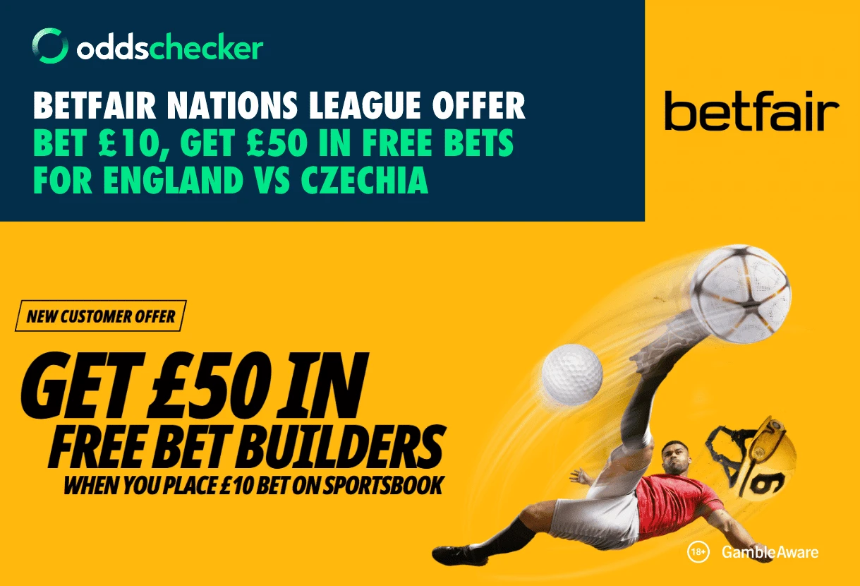 England vs Czechia Offer: Bet £10, Get £50 for Nations League Clash with Betfair