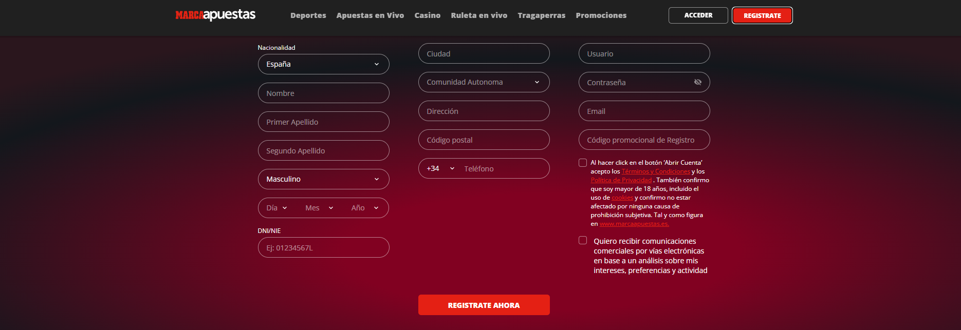 Marca Apuestas Registro