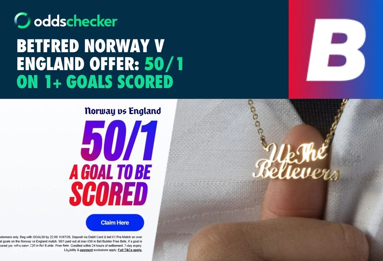 Betfred Norway v England Offer: Get 50/1 on a Goal to be Scored