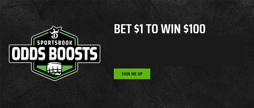 DraftKings Sportsbook promo pays $100 bonus with 1+ point scored