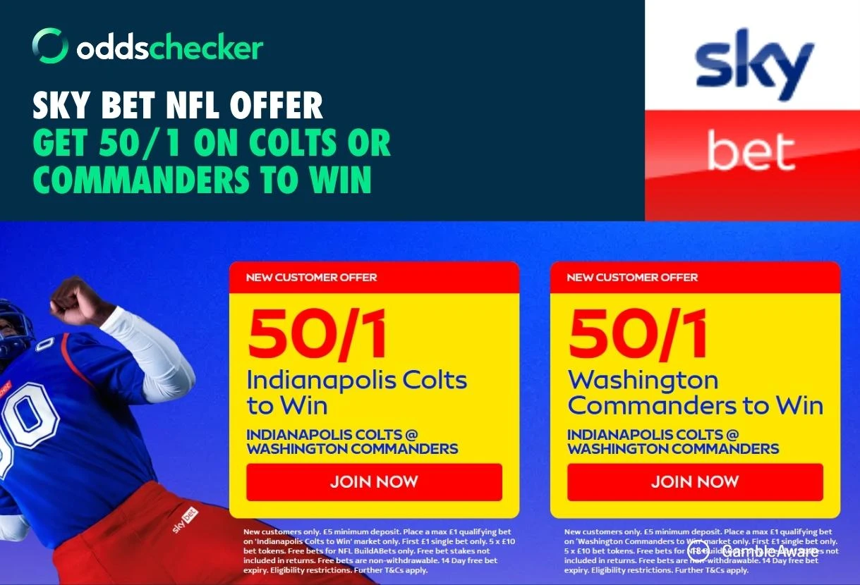 NFL London Games Offer: Get 50/1 on Colts or Commanders to Win with Sky Bet