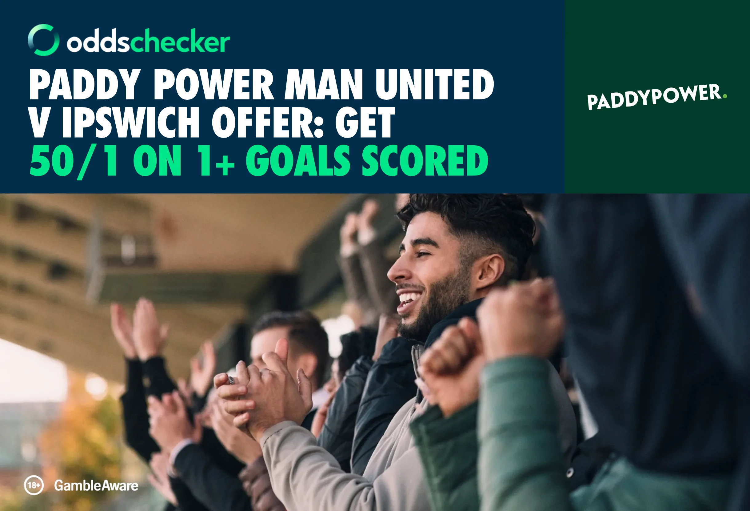 Get 50/1 on 1+ Goals Scored in Man United v Ipswich with Paddy Power