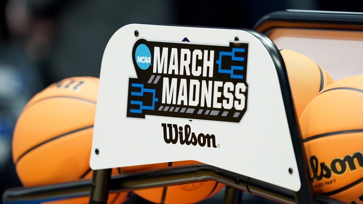 March Madness basketball rack logo