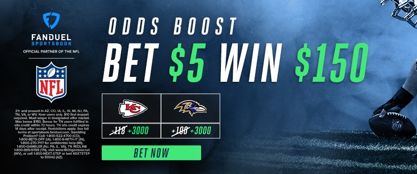 Bet $5 on Ravens or Chiefs, Get $150 With FanDuel Promo Code