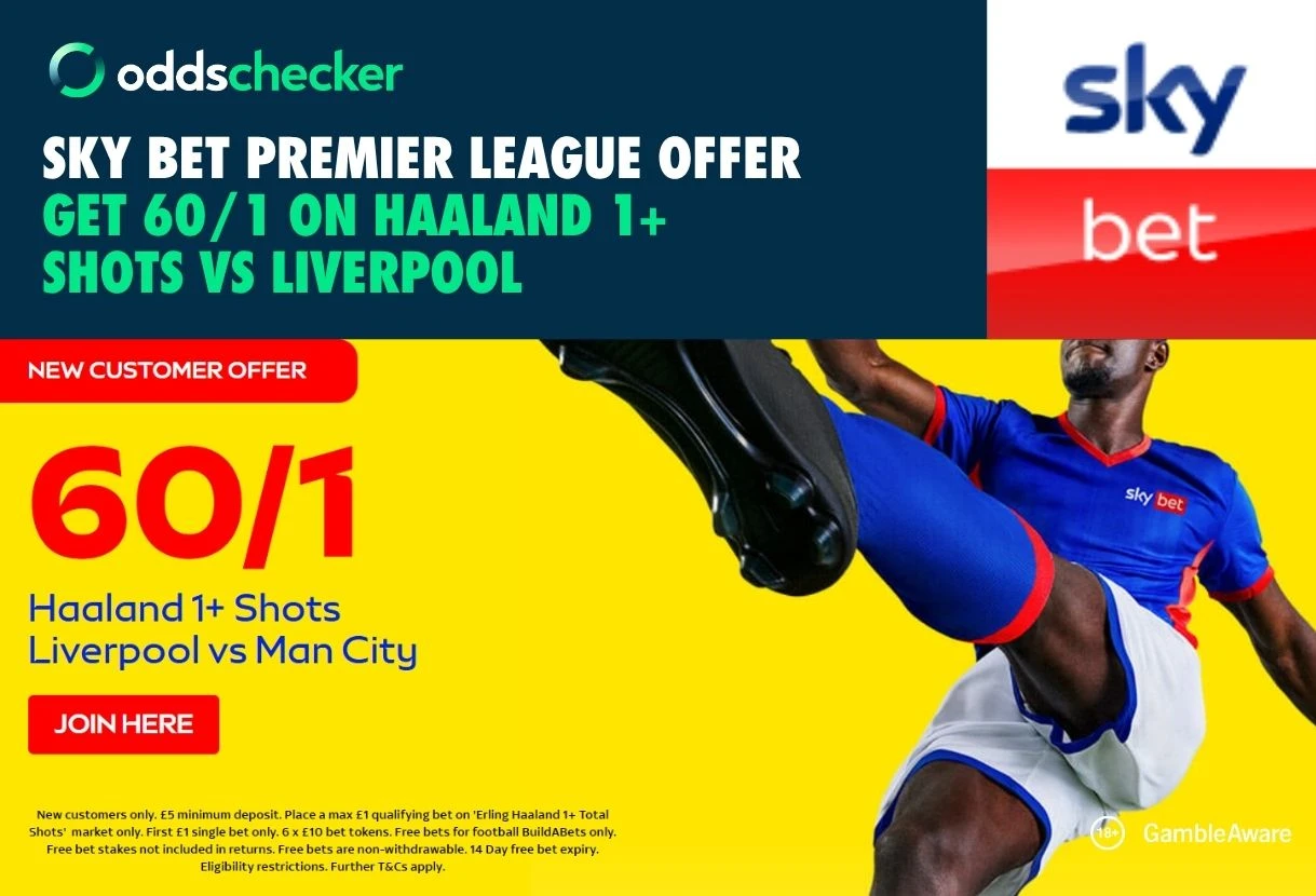 Sky Bet Sign Up Offer: Get 60/1 on Haaland 1+ Shots vs Liverpool