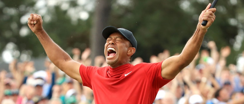 Tiger Woods Celebrating
