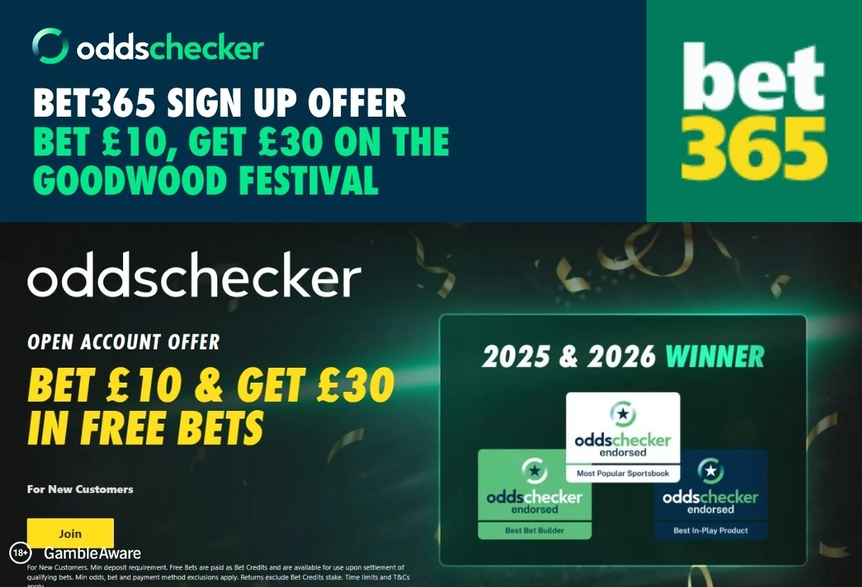 Glorious Goodwood Offer: Bet £10, Get £30 on the Goodwood Festival with bet365