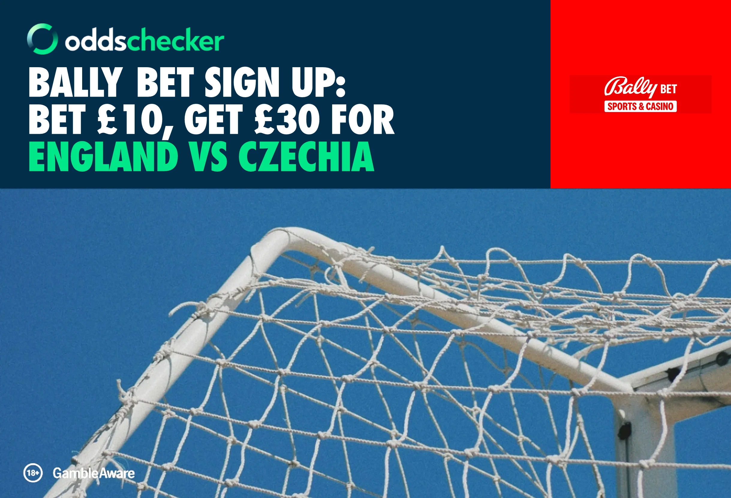 Bally Bet Sign Up Offer: Bet £10, Get £30 for England vs Czechia