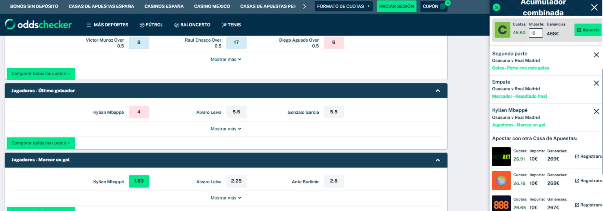 Cupon de Apuestas Combinada OCES 1