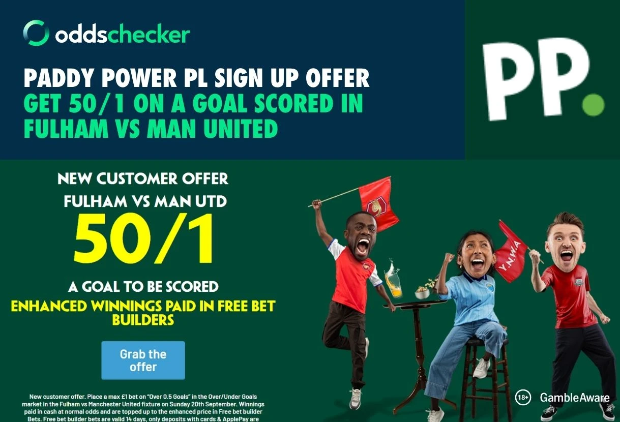 Paddy Power Offer: Get 50/1 on a Goal Scored in Fulham vs Man United